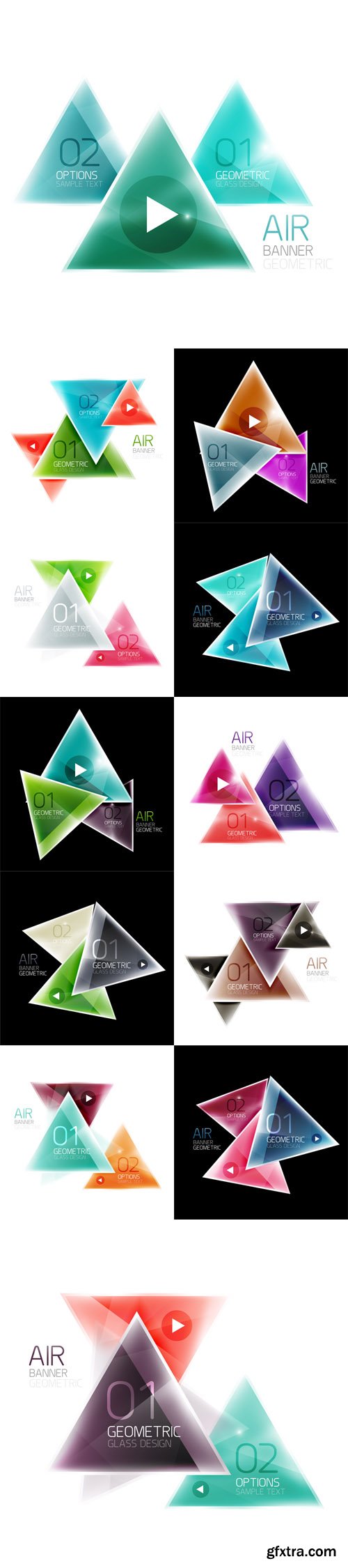 Vector Set - Shiny Glass Triangle Web Box