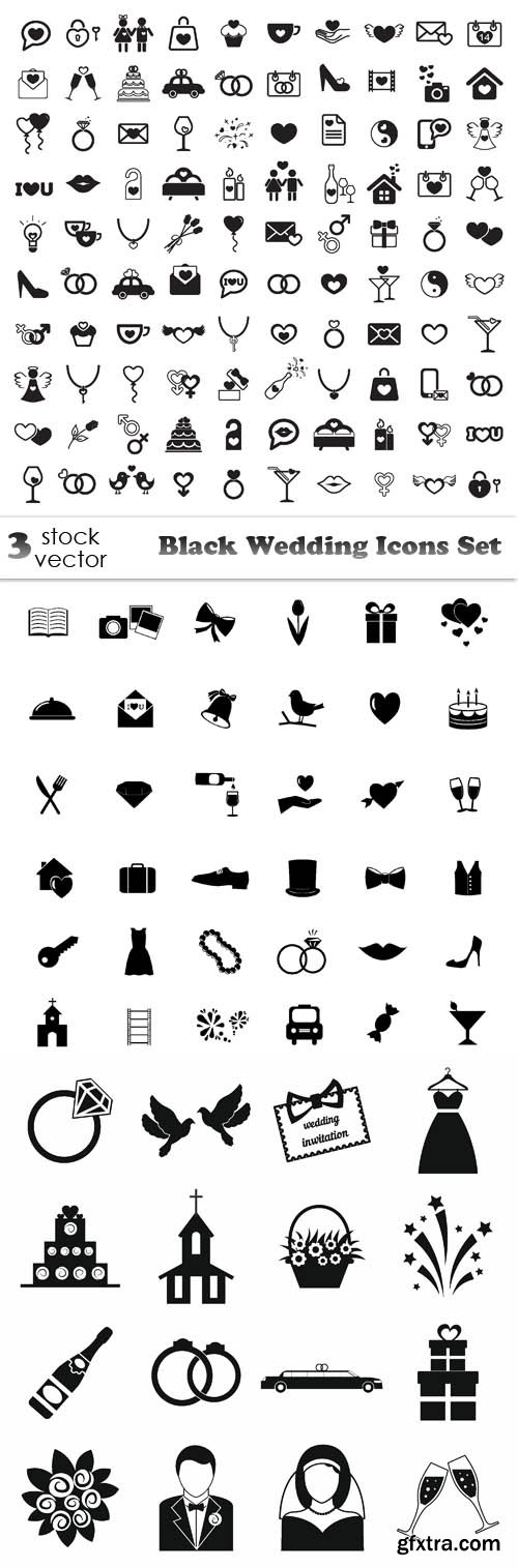 Vectors - Black Wedding Icons Set