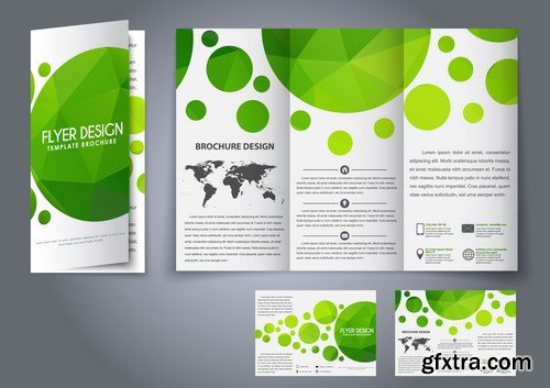 Template Design Three Fold Flyer, Brochure - 15xEPS