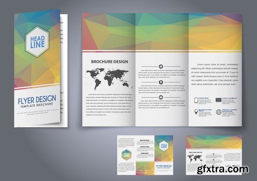Template Design Three Fold Flyer, Brochure - 15xEPS