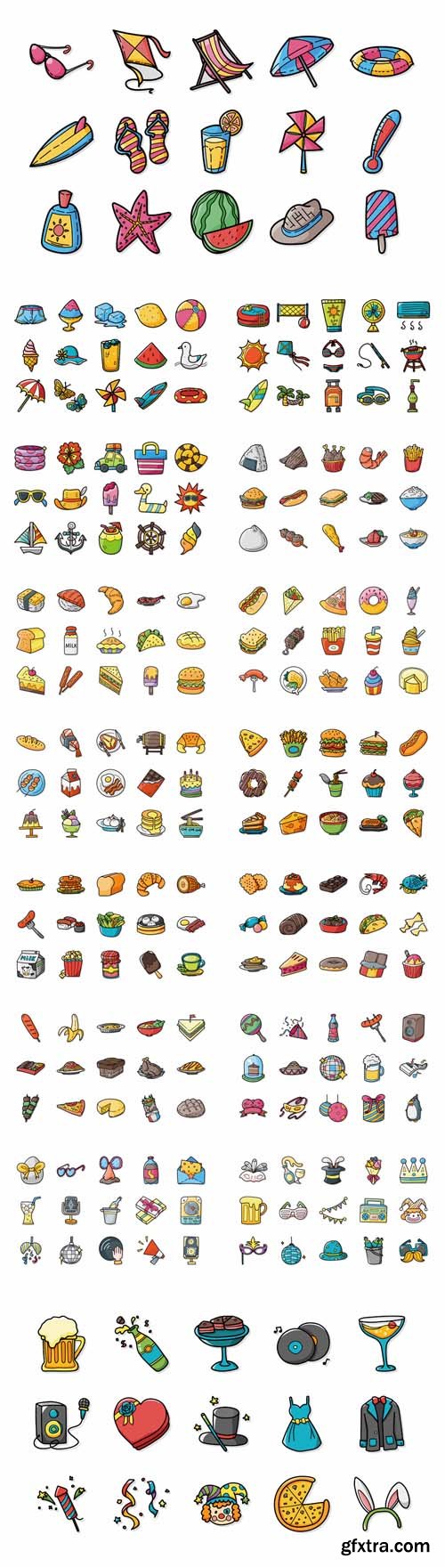 Vector Set - Food, Summer, Drinks Icons