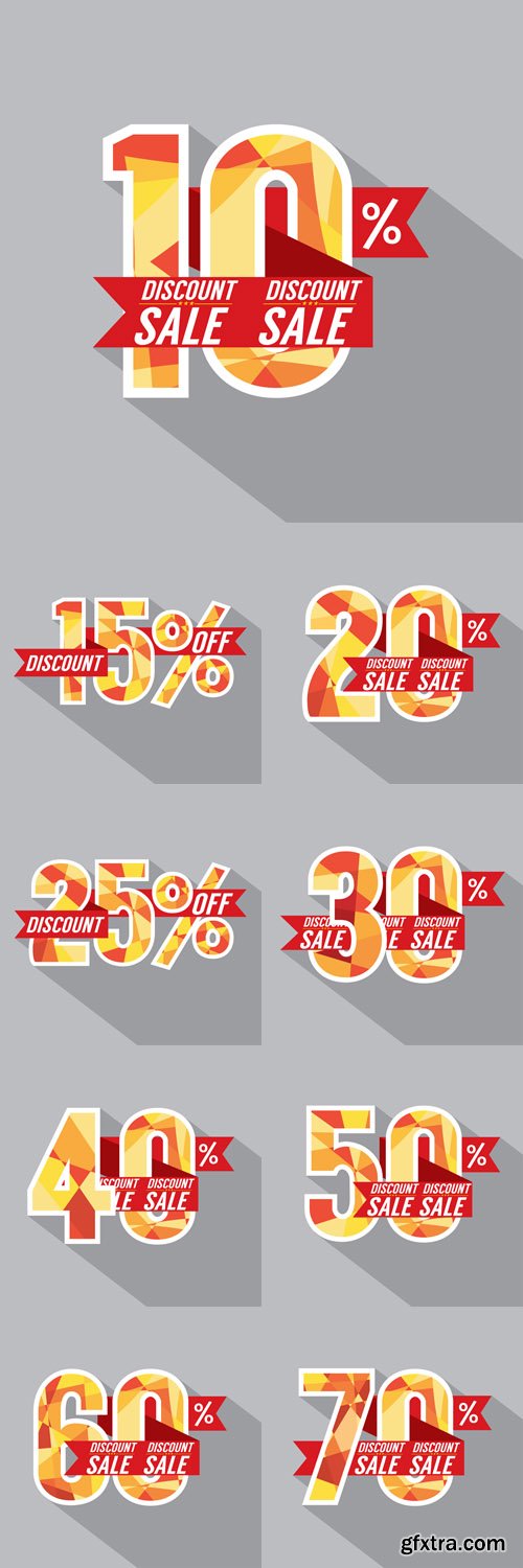 Vector Set - Polygonal Percent Off Vector Illustrations