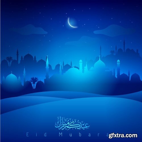 Eid Mubarak Papercut Style 2 - 48 EPS Eid Mubarak Papercut Style 2 - 48 EPS