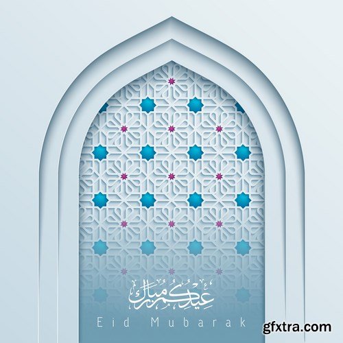 Eid Mubarak Papercut Style 2 - 48 EPS Eid Mubarak Papercut Style 2 - 48 EPS