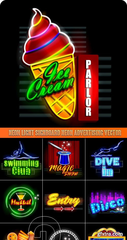 Neon light signboard neon advertising vector