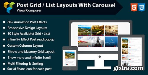 CodeCanyon - Visual Composer - Post Grid/List Layout With Carousel v1.5 - 11030539