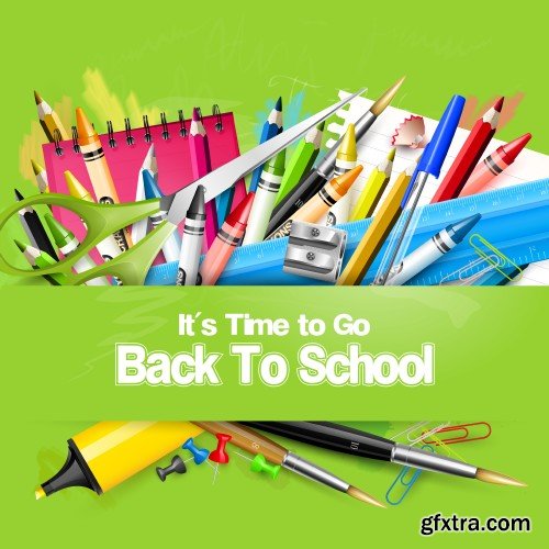 Back to school background, books, notebooks, pens, pencils