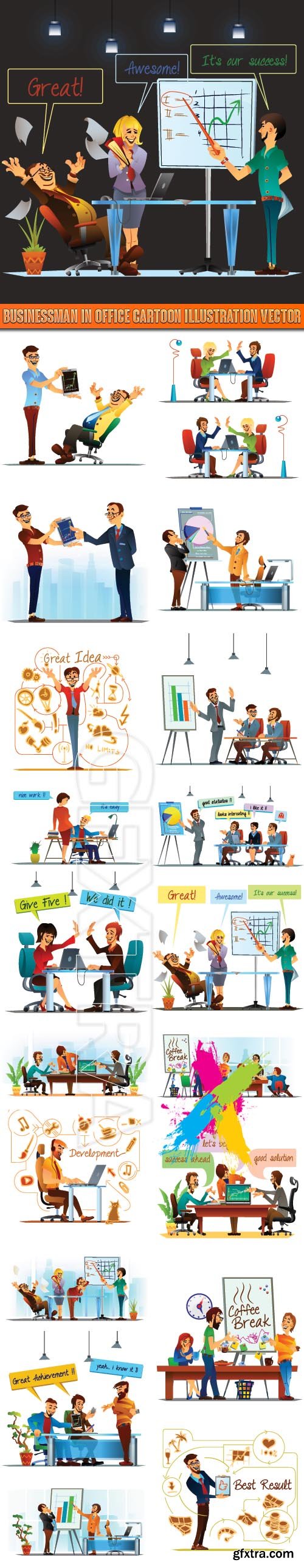 Businessman in office cartoon illustration vector