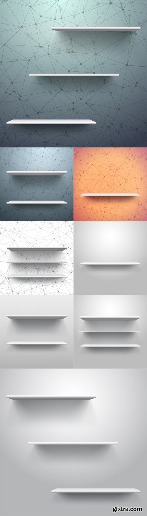 Vector Set - Illustrations of Realistic Shelf EPS10 Empty Shelf for Store Vector Set - Illustrations of Realistic Shelf EPS10 Empty Shelf for Store