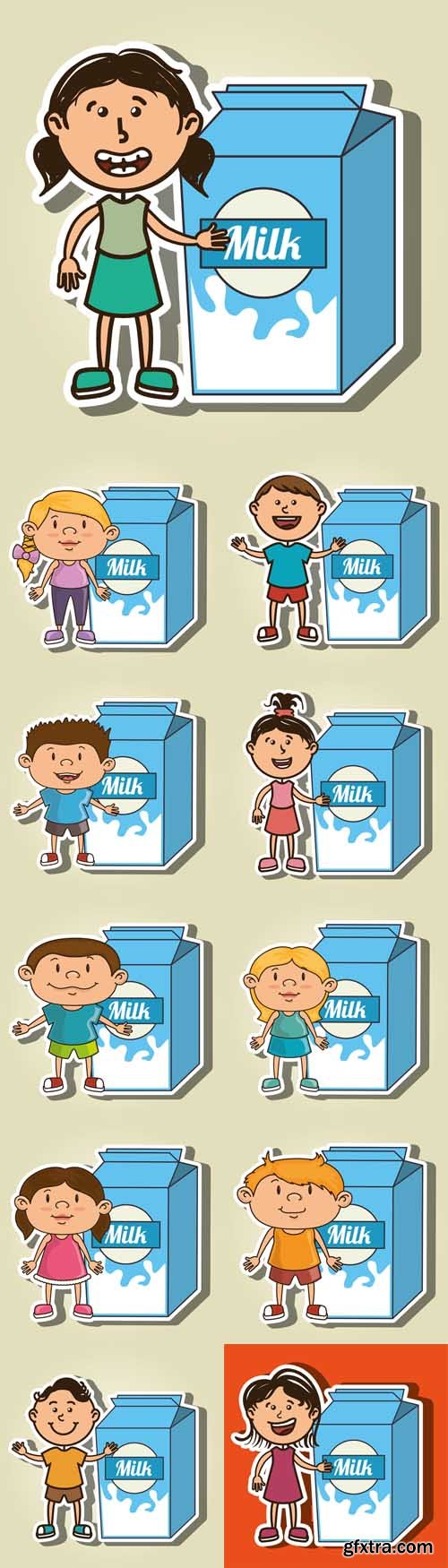Vector Set - Kids Menu Design for Milk Vector Set - Kids Menu Design for Milk