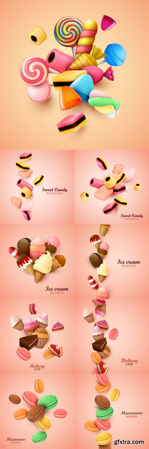Vector Set - Abstract Background with Candies Vector Set - Abstract Background with Candies