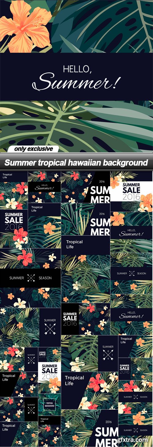 Summer tropical hawaiian background - 29 EPS
