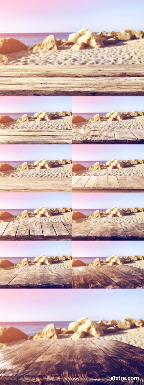 Photo Stock - Wooden Table and Beach