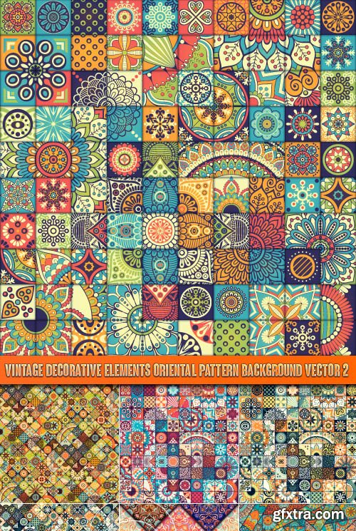 Vintage decorative elements oriental pattern background vector 2