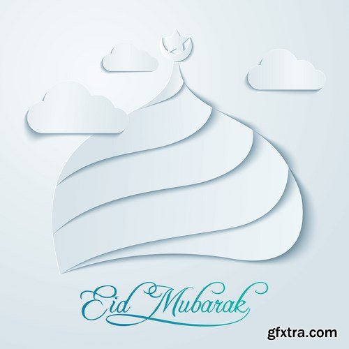Eid Mubarak Papercut Style 6 - 48 EPS Eid Mubarak Papercut Style 6 - 48 EPS