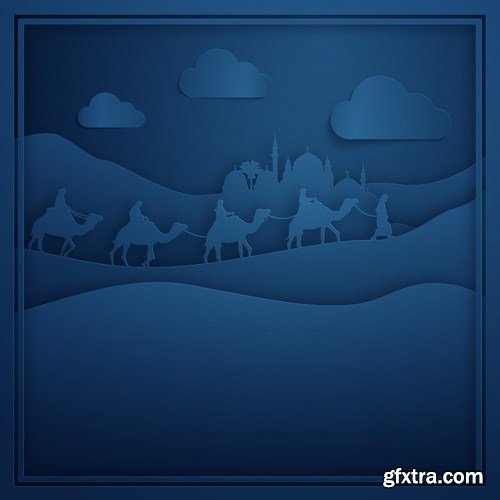 Eid Mubarak Papercut Style 6 - 48 EPS Eid Mubarak Papercut Style 6 - 48 EPS