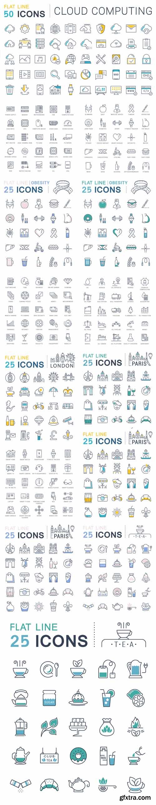 Vector Set - Different Flat Line Icons