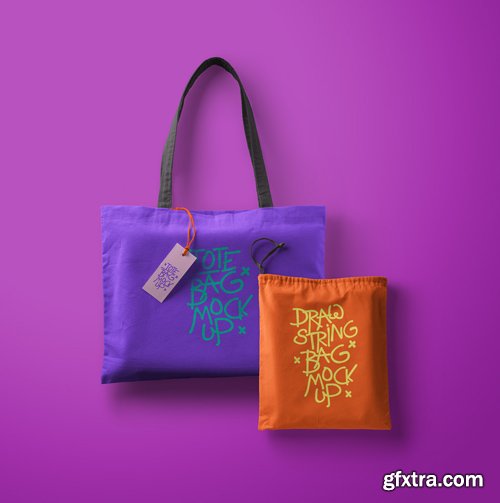 PSD Tote Bag Drawstring Mockup