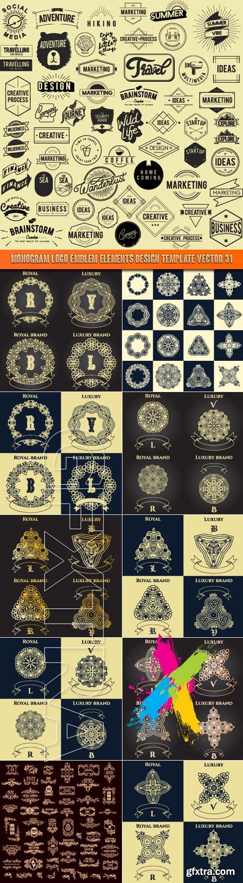 Monogram logo emblem elements design template vector 31