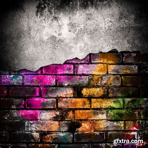 Grunge metal and brick wall