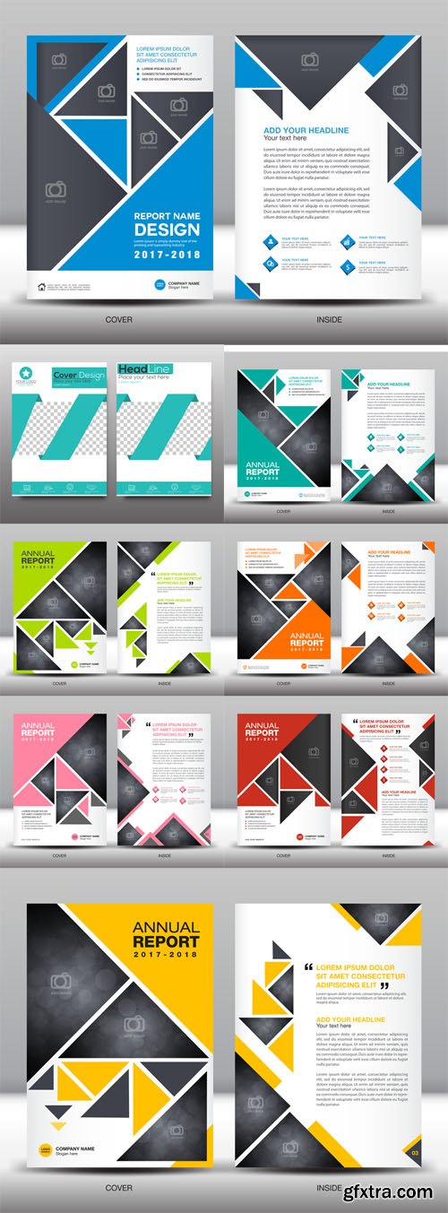 Vector Set - Annual Report Templates Business Brochure Flyer Template in A4 Size Vector Set - Annual Report Templates Business Brochure Flyer Template in A4 Size