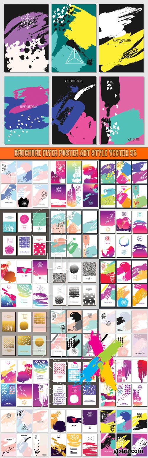 Brochure flyer poster art style vector 36