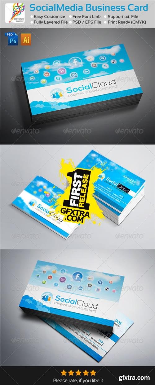 GraphicRiver Social Cloud : Social Media Business Cards 5479608