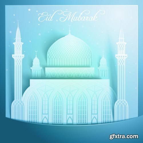 Eid Mubarak Papercut Style 10 - 48 EPS Eid Mubarak Papercut Style 10 - 48 EPS