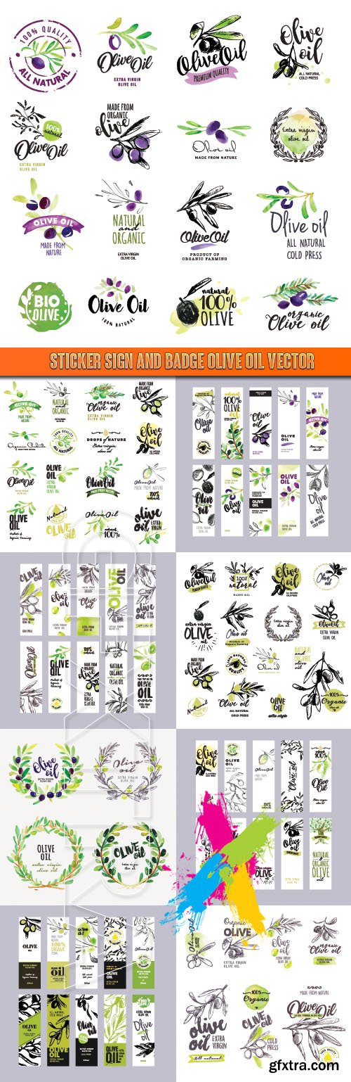 Sticker sign and badge olive oil vector
