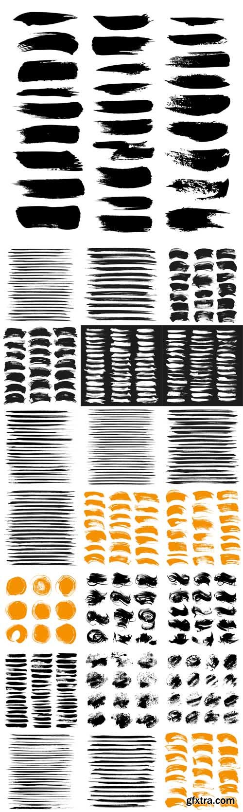 Vector Set - Abstract Brush Strokes Isolated on a white Background Vector Set - Abstract Brush Strokes Isolated on a white Background