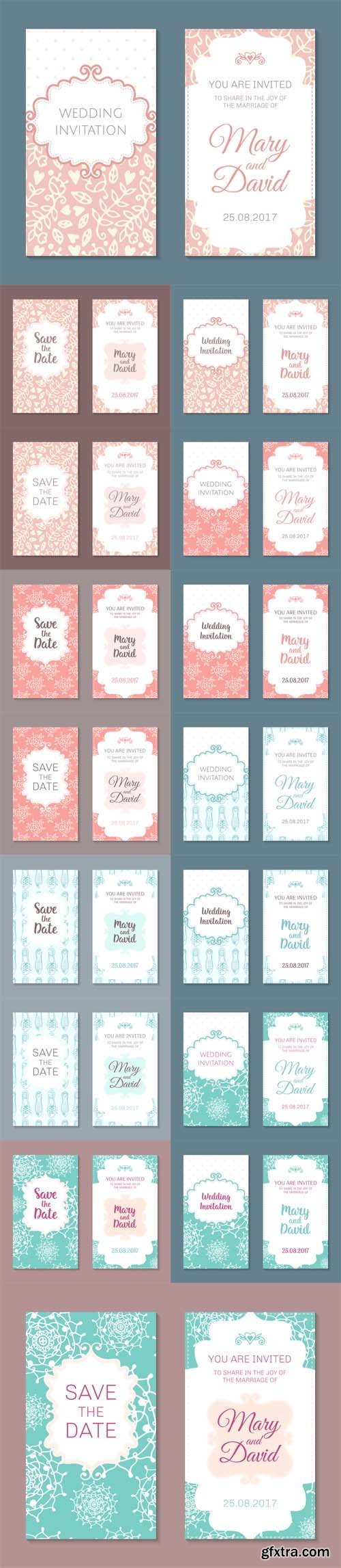 Vector Set - Romantic Card Templates Vector Set - Romantic Card Templates