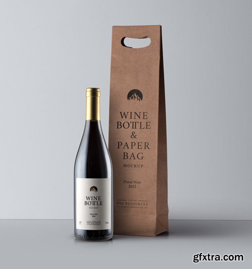 PSD Pinot Noir Bottle Mockup PSD Pinot Noir Bottle Mockup