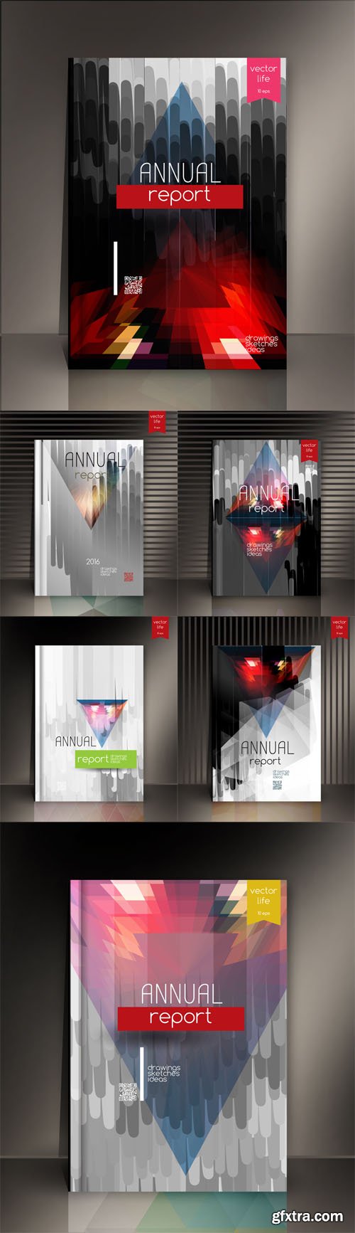 Vector Set - Modern Concept of Cover Design in the Polygonal Style Vector Set - Modern Concept of Cover Design in the Polygonal Style