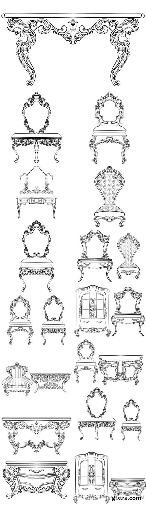 Vector Set - Baroque Luxury Style Furniture Vector Set - Baroque Luxury Style Furniture