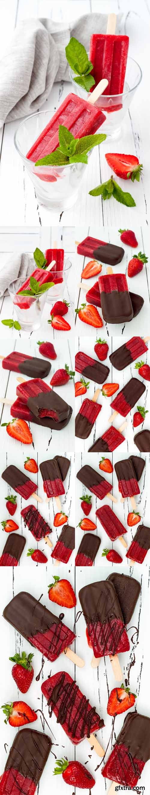 Photo Set - Chocolate Dipped Strawberry Red wine Popsicles Photo Set - Chocolate Dipped Strawberry Red wine Popsicles