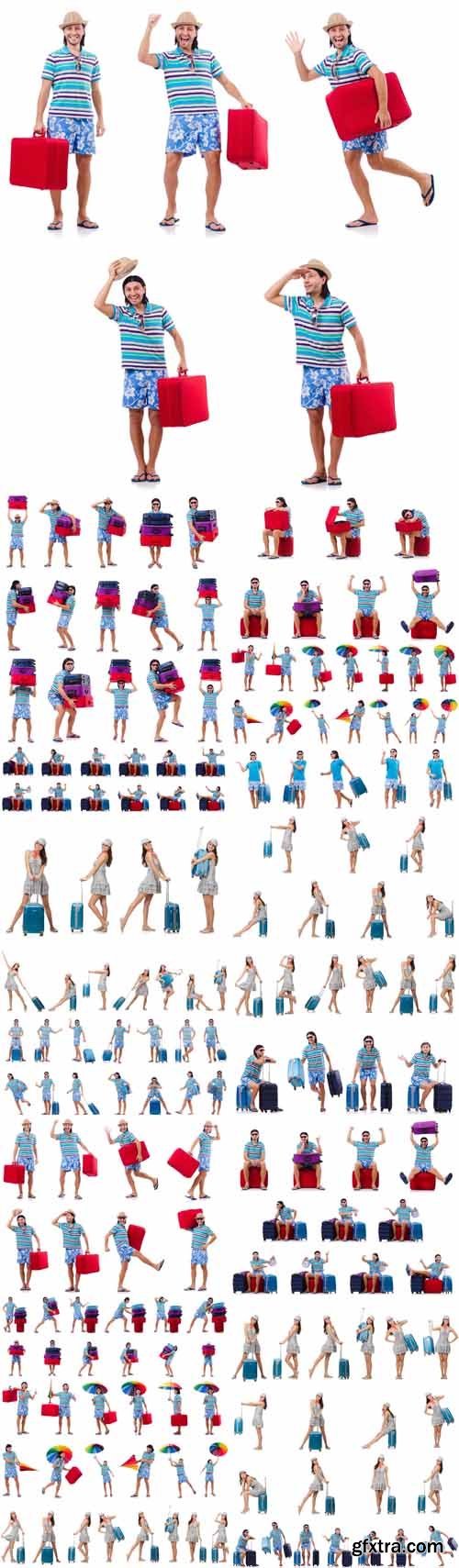 Vector Set - Man and Wooman Preparing for this Summer Vacation Vector Set - Man and Wooman Preparing for this Summer Vacation