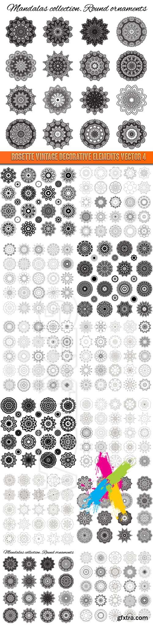 Rosette vintage decorative elements vector 4