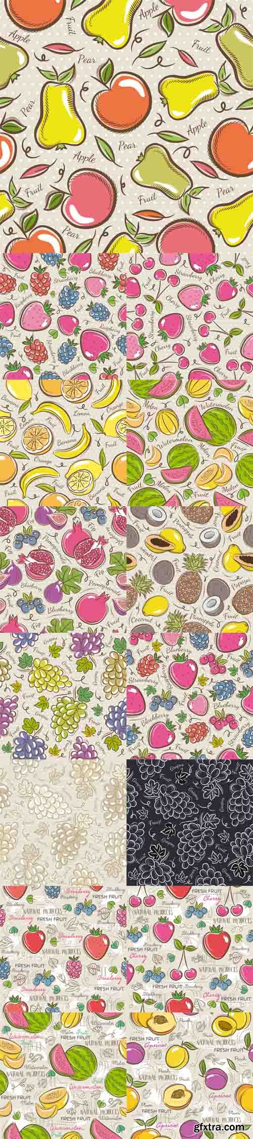 Vector Set - Seamless Patterns with Fruits Vector Set - Seamless Patterns with Fruits