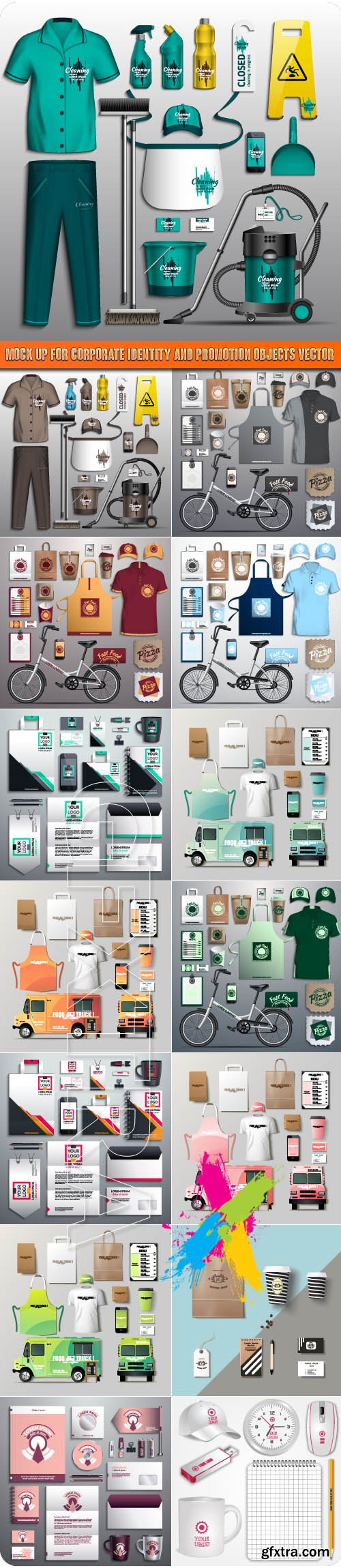 Mock up for corporate identity and promotion objects vector