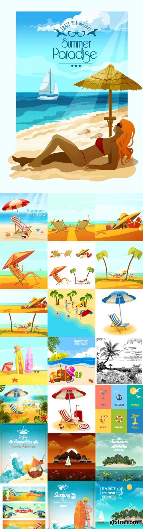 Vector Set - 22 Summer Illustrations Vector Set - 22 Summer Illustrations