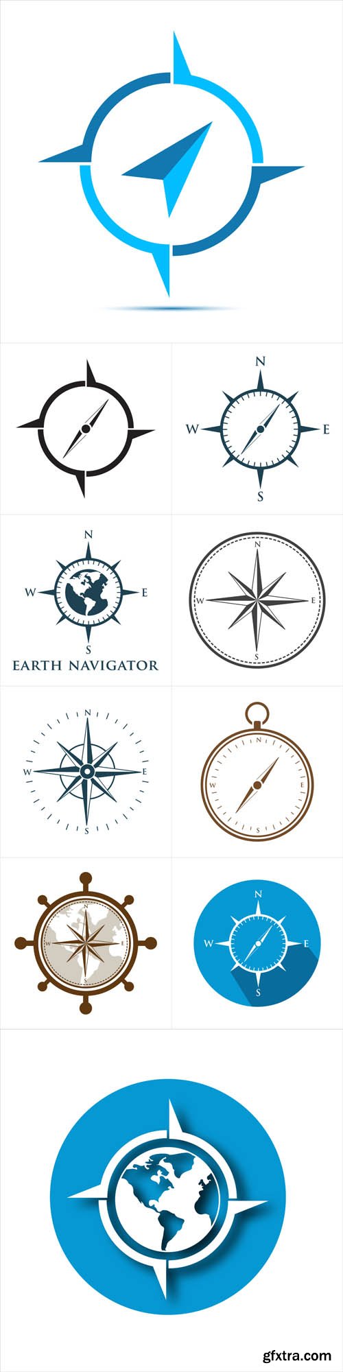 Vector Set - Icon Logo Compass Emblem Navigation