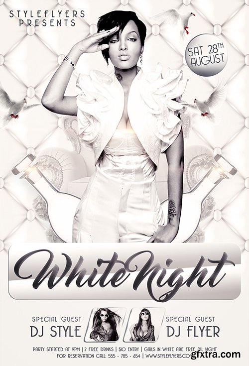 White Night Party PSD Flyer Template + Facebook Cover