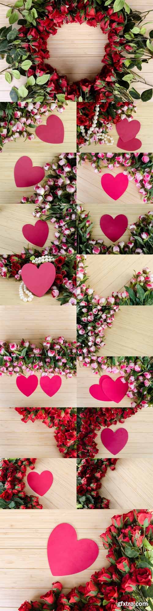 Photo Set - Rose Flowers Arranged with Copyspace for Your Text