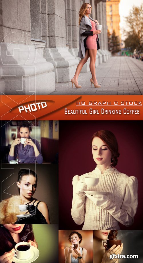Stock Photo - Beautiful Girl Drinking Coffee
