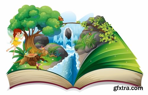 Collection of waterfall river illustration for children's books entertaining picture 25 EPS