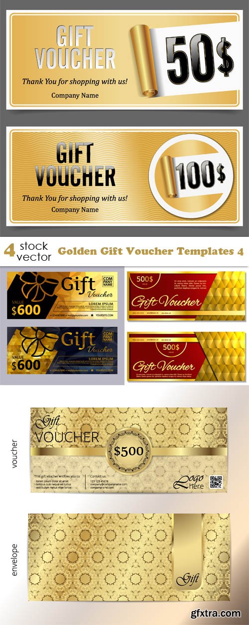 Vectors - Golden Gift Voucher Templates 4