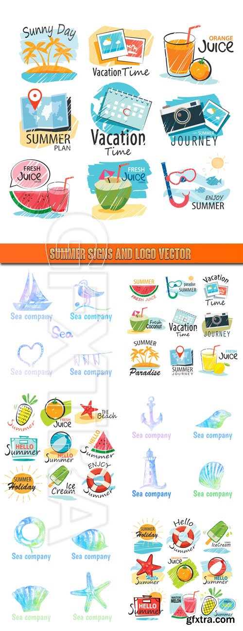 Summer signs and logo vector