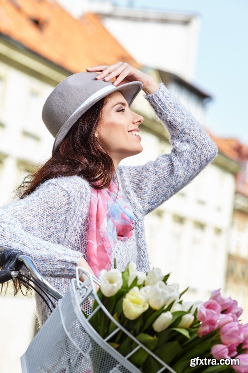 Girl on Bike with Tulips 15xJPG Girl on Bike with Tulips 15xJPG