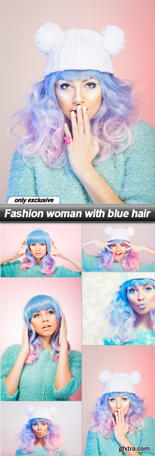Fashion woman with blue hair - 6 UHQ JPEG
