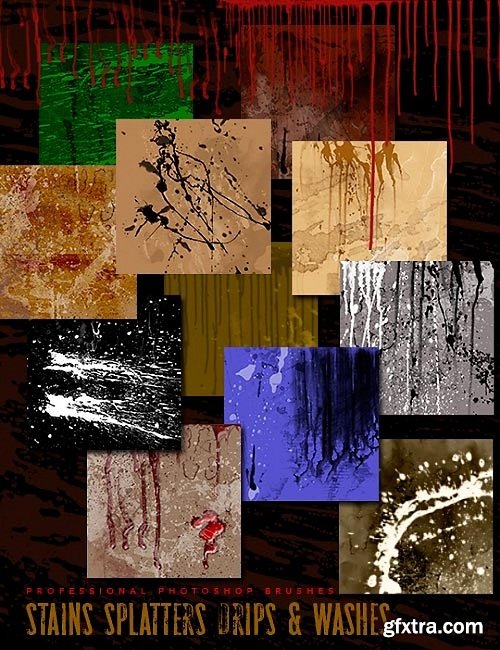 Ron's Stain Splatter Drips &amp; Wash Photoshop Brushes